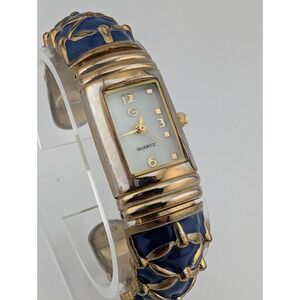 Gossip Watch Women Gold & Blue Bangle Band MOP Dial‎ GSP484- New Battery